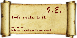 Ivánszky Erik névjegykártya